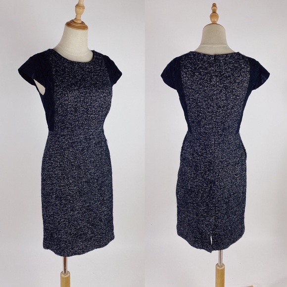 J. Crew Dresses & Skirts - J. CREW Tweed & Lace Cap Sleeve Sheath Dress Black White Womens 2Petite